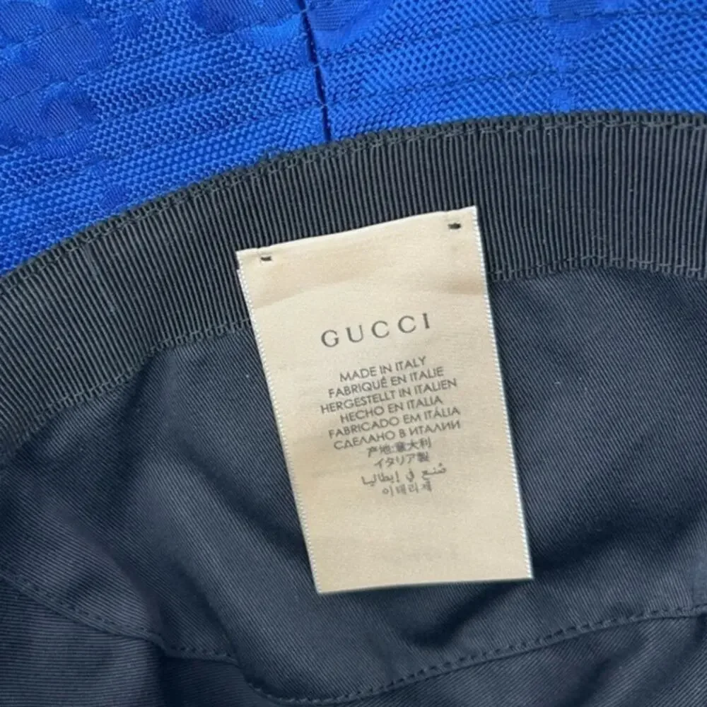Gucci blue monogram off the grid bucket hat size medium, made in Italy